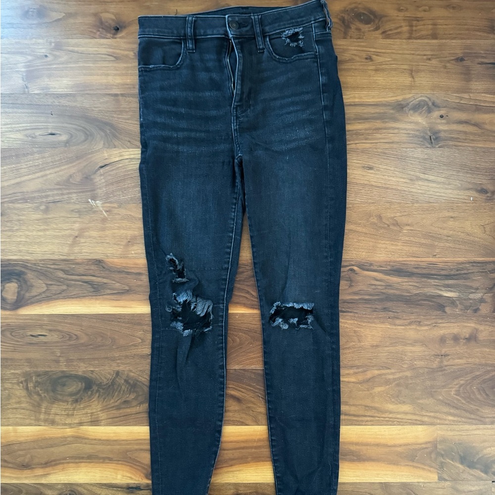 Women's Black Distressed Jeans